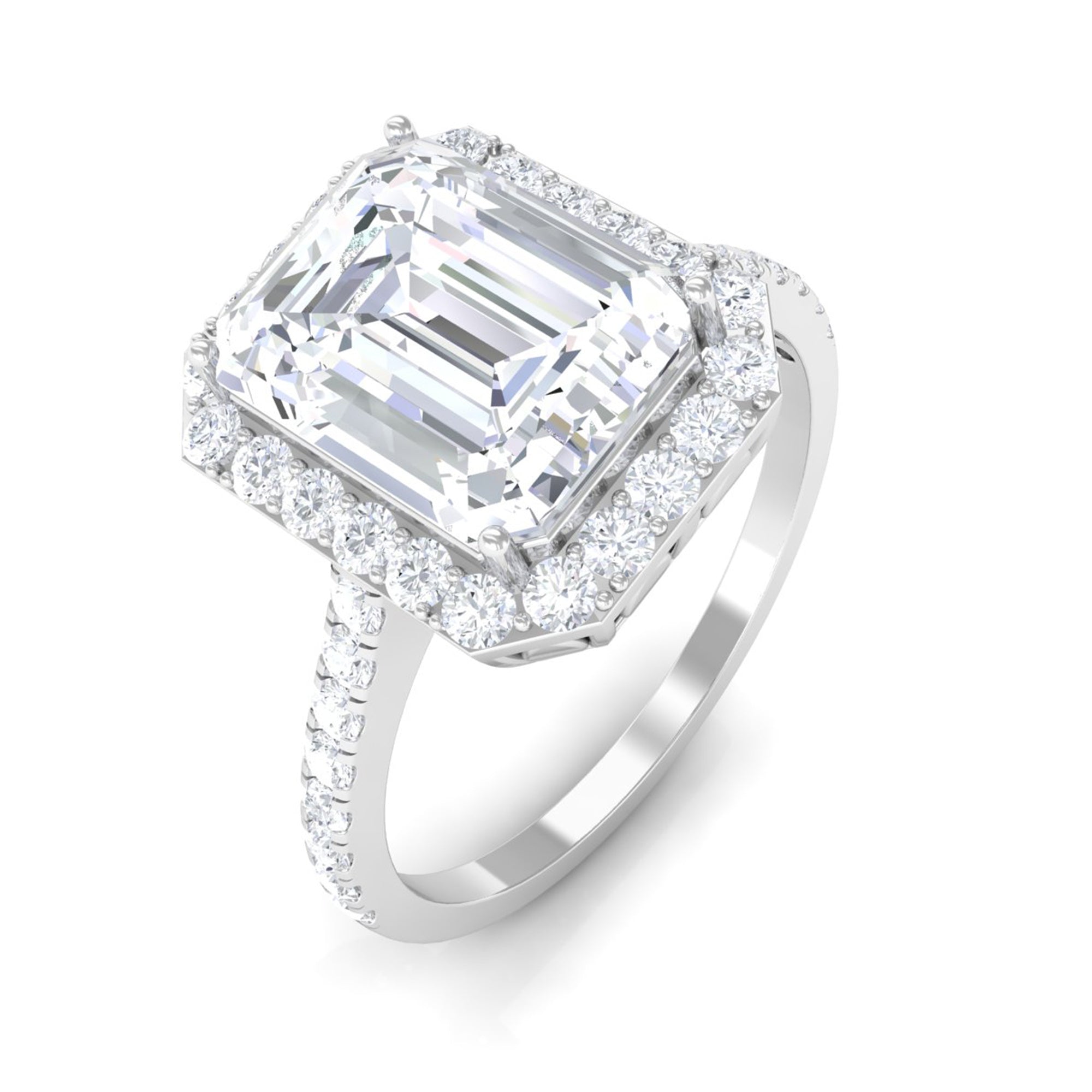 Rosec Jewels-4.75 CT Octagon Cut Zircon Classic Engagement Ring