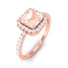 Rosec Jewels-2 CT Asscher Cut Morganite Halo Engagement Ring with Diamond