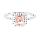 Rosec Jewels-2 CT Asscher Cut Morganite Halo Engagement Ring with Diamond