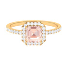 Rosec Jewels-2 CT Asscher Cut Morganite Halo Engagement Ring with Diamond