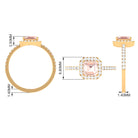 Rosec Jewels-2 CT Asscher Cut Morganite Halo Engagement Ring with Diamond