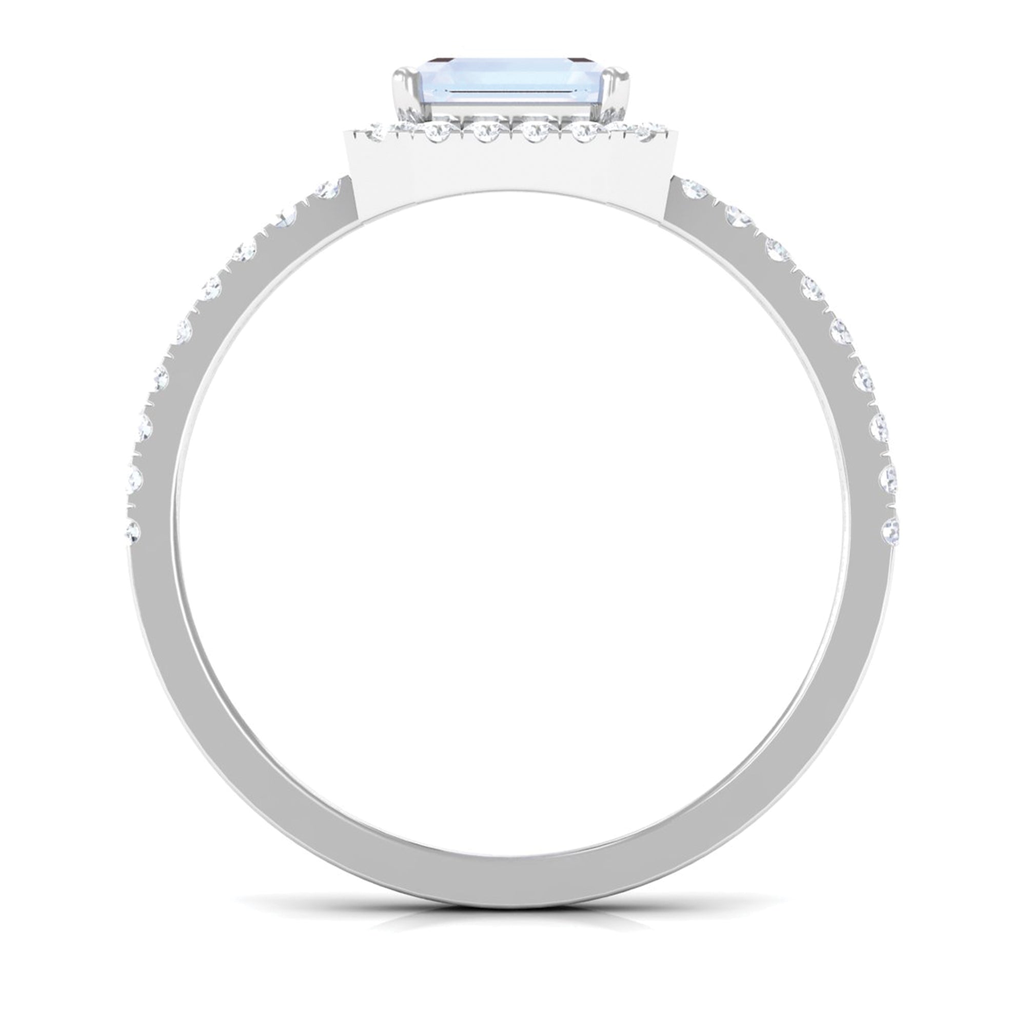 Rosec Jewels-Asscher Cut Moonstone and Diamond Halo Engagement Ring