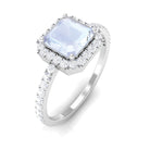 Rosec Jewels-Asscher Cut Moonstone and Diamond Halo Engagement Ring