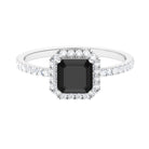 Rosec Jewels-Asscher Cut Black Onyx and Diamond Halo Engagement Ring