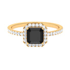 Rosec Jewels-Asscher Cut Black Onyx and Diamond Halo Engagement Ring