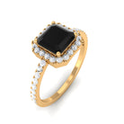 Rosec Jewels-Asscher Cut Black Onyx and Diamond Halo Engagement Ring