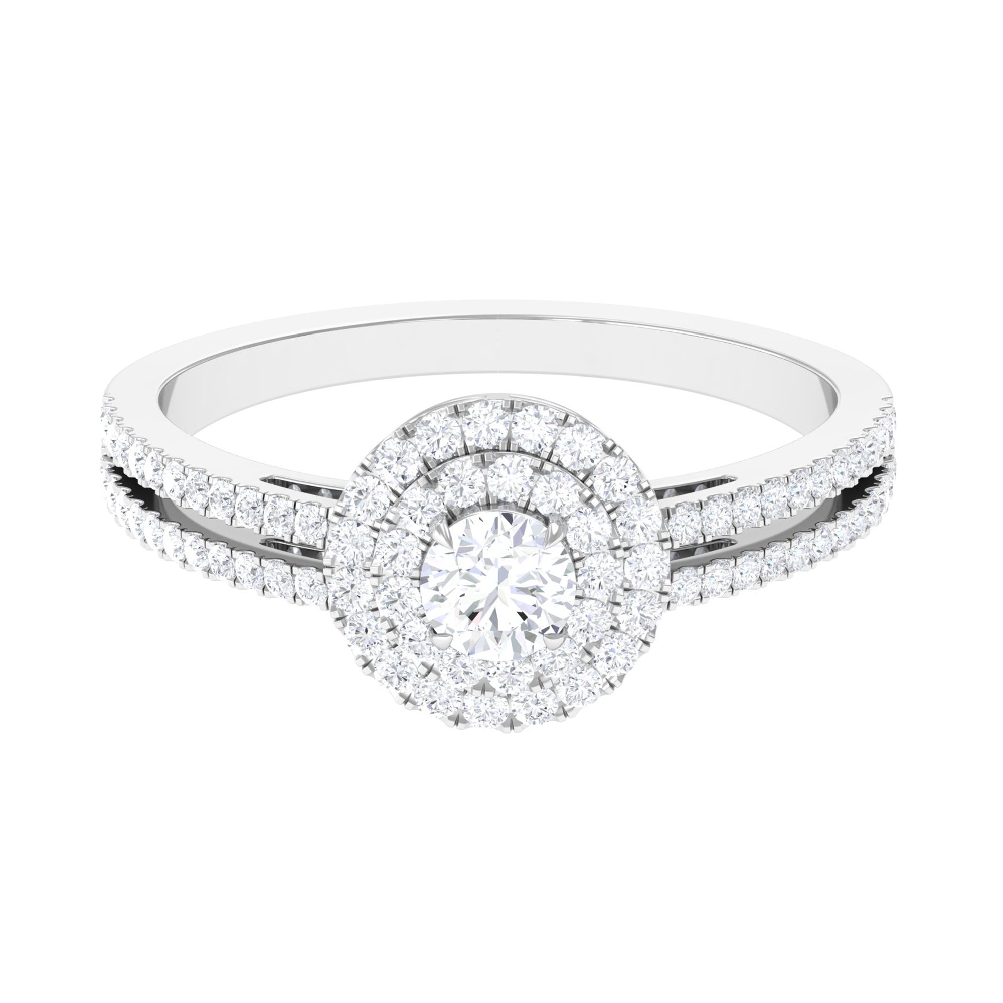 Rosec Jewels-1 CT Round Cubic Zirconia Double Halo Engagement Ring