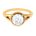 Rosec Jewels-2 CT Round Cubic Zirconia Solitaire Gold Ring in Split Shank