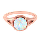 Rosec Jewels-2 CT Round Ethiopian Opal Solitaire Gold Ring in Split Shank