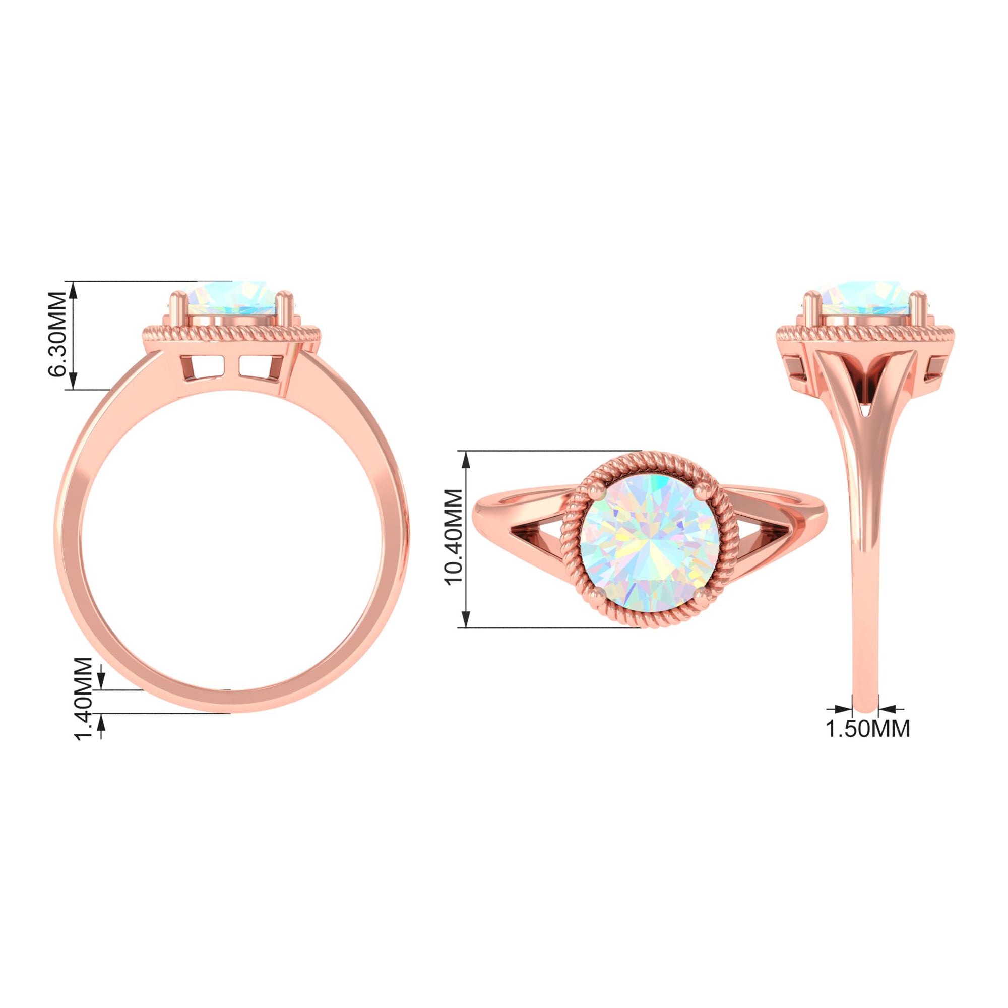 Rosec Jewels-2 CT Round Ethiopian Opal Solitaire Gold Ring in Split Shank