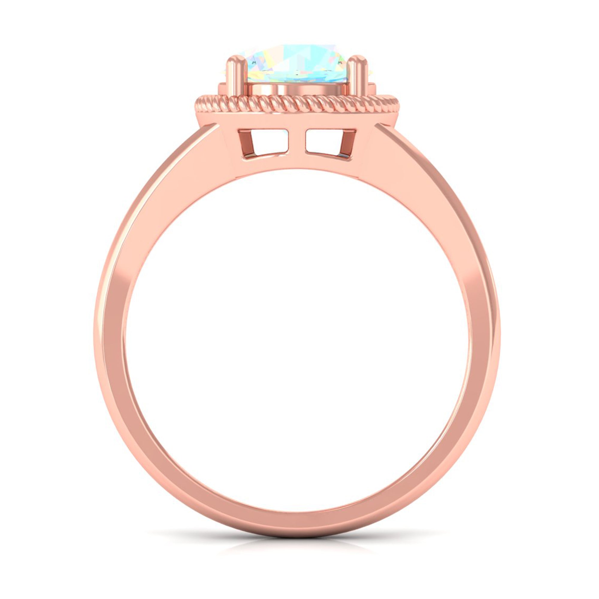 Rosec Jewels-2 CT Round Ethiopian Opal Solitaire Gold Ring in Split Shank