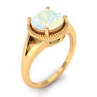 Rosec Jewels-2 CT Round Ethiopian Opal Solitaire Gold Ring in Split Shank