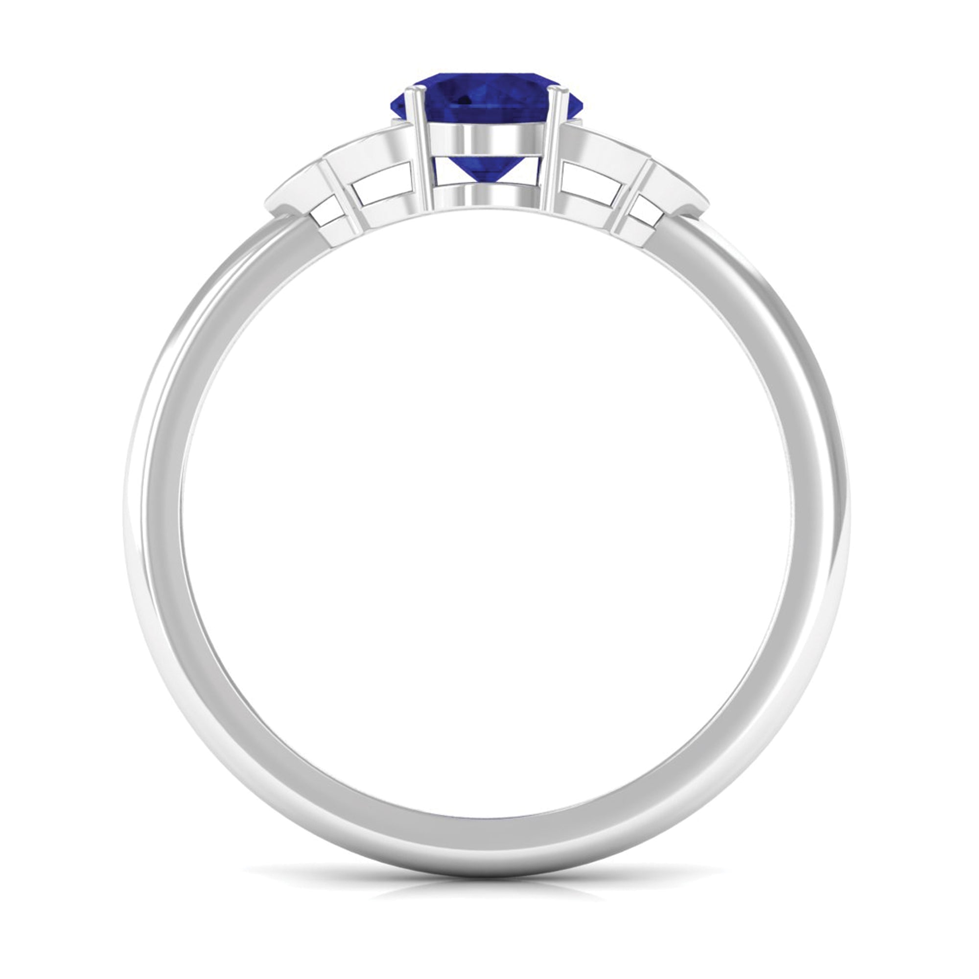 Rosec Jewels-Natural Blue Sapphire and Diamond Trio Engagement Ring