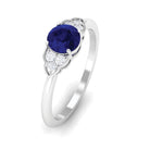 Rosec Jewels-Natural Blue Sapphire and Diamond Trio Engagement Ring