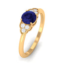 Rosec Jewels-Natural Blue Sapphire and Diamond Trio Engagement Ring