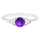 Rosec Jewels-Round Amethyst and Diamond Engagement Ring