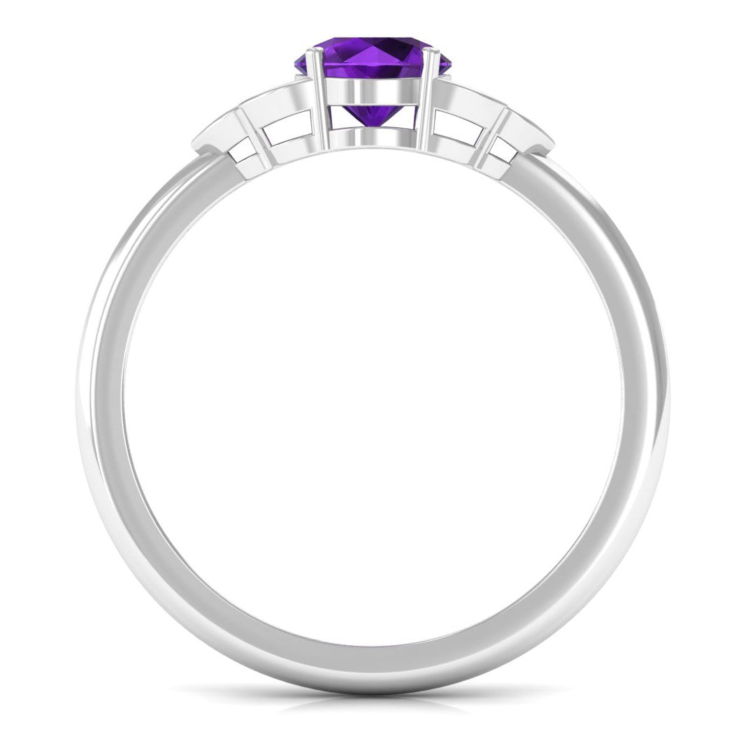 Rosec Jewels-Round Amethyst and Diamond Engagement Ring