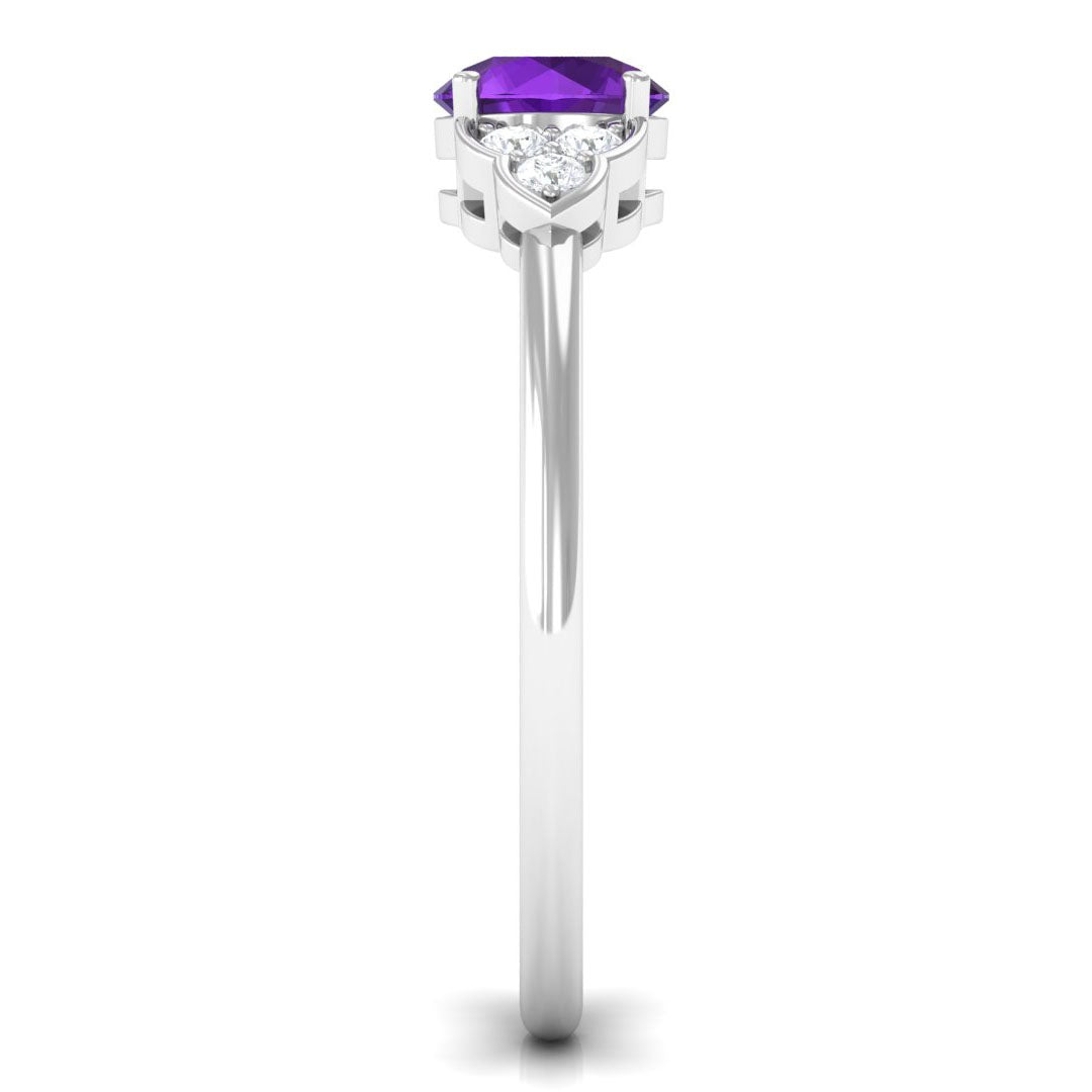 Rosec Jewels-Round Amethyst and Diamond Engagement Ring