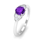 Rosec Jewels-Round Amethyst and Diamond Engagement Ring