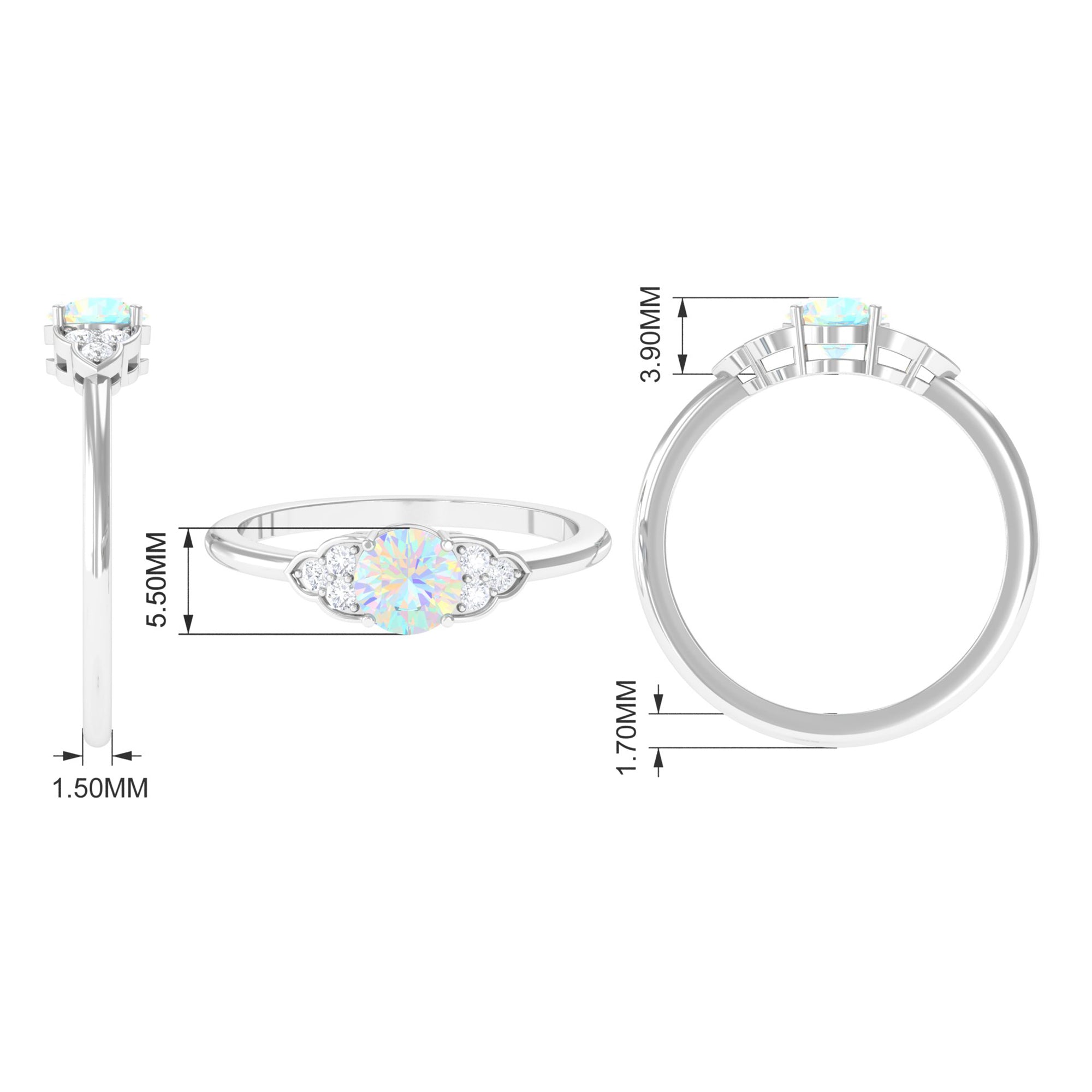 Rosec Jewels-3/4 CT Ethiopian Opal Engagement Ring with Diamond Trio