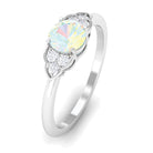 Rosec Jewels-3/4 CT Ethiopian Opal Engagement Ring with Diamond Trio