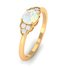 Rosec Jewels-3/4 CT Ethiopian Opal Engagement Ring with Diamond Trio