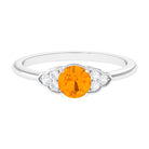 Rosec Jewels-1 CT Fire Opal Engagement Ring with Diamond Trio