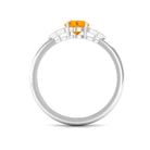 Rosec Jewels-1 CT Fire Opal Engagement Ring with Diamond Trio