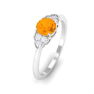 Rosec Jewels-1 CT Fire Opal Engagement Ring with Diamond Trio