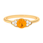 Rosec Jewels-1 CT Fire Opal Engagement Ring with Diamond Trio