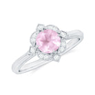 Rosec Jewels-Vintage Inspired Rose Quartz and Diamond Engagement Ring