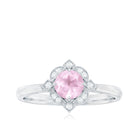 Rosec Jewels-Vintage Inspired Rose Quartz and Diamond Engagement Ring