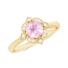 Rosec Jewels-Vintage Inspired Rose Quartz and Diamond Engagement Ring