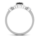 Rosec Jewels-Oval Cut Solitaire Created Black Diamond Engagement Ring with Diamond