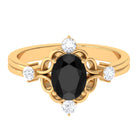 Rosec Jewels-Oval Cut Solitaire Created Black Diamond Engagement Ring with Diamond