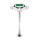 Rosec Jewels-Oval Cut Solitaire Created Emerald Engagement Ring with Diamond