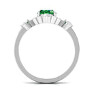 Rosec Jewels-Oval Cut Solitaire Created Emerald Engagement Ring with Diamond