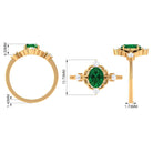 Rosec Jewels-Oval Cut Solitaire Created Emerald Engagement Ring with Diamond