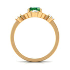 Rosec Jewels-Oval Cut Solitaire Created Emerald Engagement Ring with Diamond