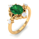 Rosec Jewels-Oval Cut Solitaire Created Emerald Engagement Ring with Diamond