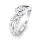 Rosec Jewels-Certified Moissanite Flower Engagement Ring in Infinity Shank