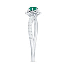 Rosec Jewels-Lab-Created Emerald and Diamond Flower Engagement Ring