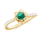 Rosec Jewels-Lab-Created Emerald and Diamond Flower Engagement Ring