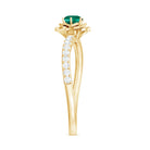 Rosec Jewels-Lab-Created Emerald and Diamond Flower Engagement Ring