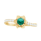 Rosec Jewels-Lab-Created Emerald and Diamond Flower Engagement Ring