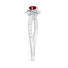 Rosec Jewels-Lab-Created Ruby Flower Engagement Ring with Diamond