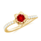 Rosec Jewels-Lab-Created Ruby Flower Engagement Ring with Diamond