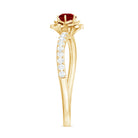 Rosec Jewels-Lab-Created Ruby Flower Engagement Ring with Diamond