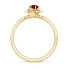 Rosec Jewels-Lab-Created Ruby Flower Engagement Ring with Diamond