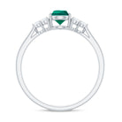 Rosec Jewels-Pear Shaped Created Emerald Solitaire Engagement Ring with Diamond Trio